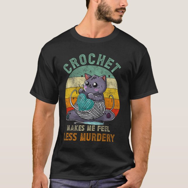 T-shirt Sunset Crochet Chat Maman me fait sentir moins meu (Devant)