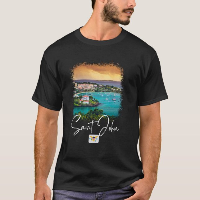 T-shirt Sunset de l'île Saint John (Devant)