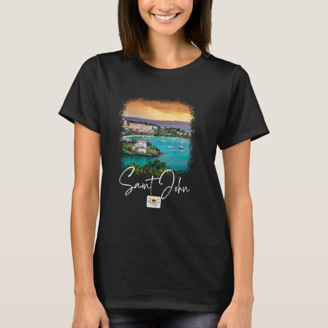 T-shirt Sunset de l'île Saint John (Devant)