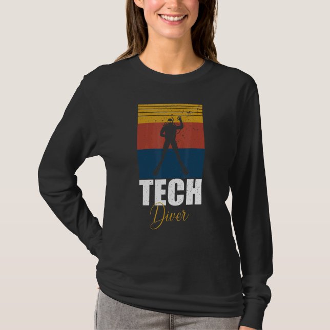 T-shirt Sunset Diver Design I Diving Deep Retro Rectangle  (Devant)