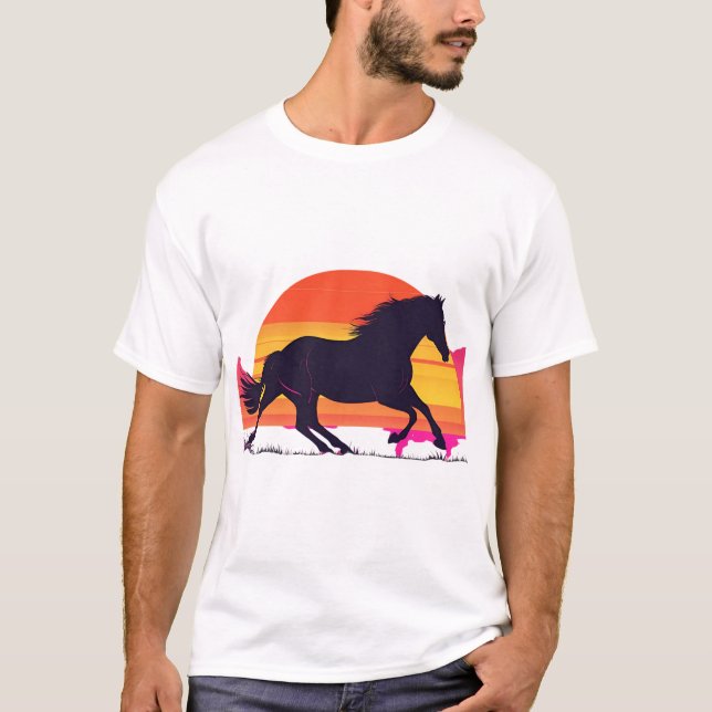 T-shirt Sunset Galloping Horse Tee - Art équestre (Devant)