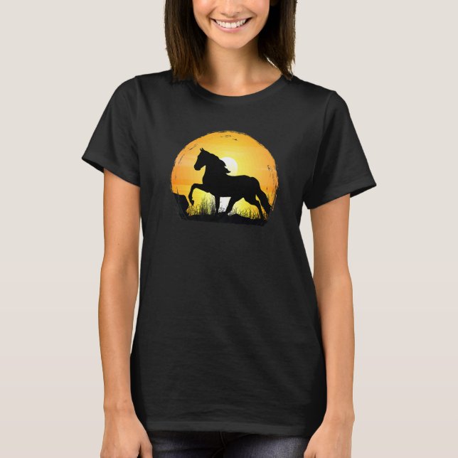 T-shirt Sunset Horse Breed Silhouette  Haflinger Horse (Devant)