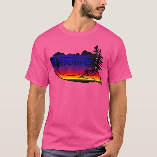 T-shirt Sunset Mountain Shirt Explorez Randonnée Outdoor T (Devant)