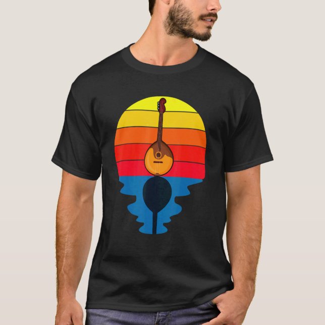 T-shirt Sunset Music String Instrument Mandolin (Devant)