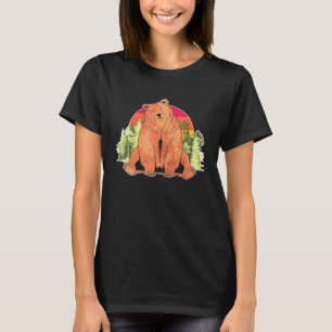 T-shirt Sunset Nature Animfaune Forêt Rétro Brown B