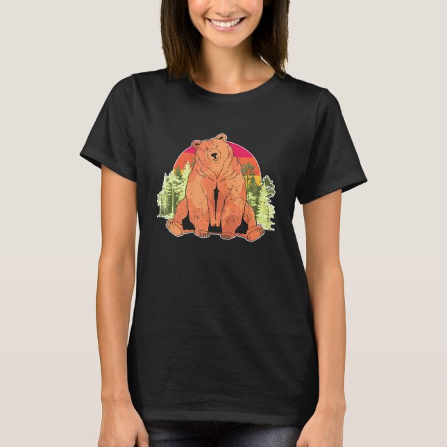 T-shirt Sunset Nature Animfaune Forêt Rétro Brown B (Devant)
