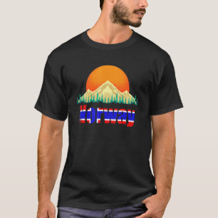 T-shirt Sunset Norvégien Drapeau Montagnes Pays nordique