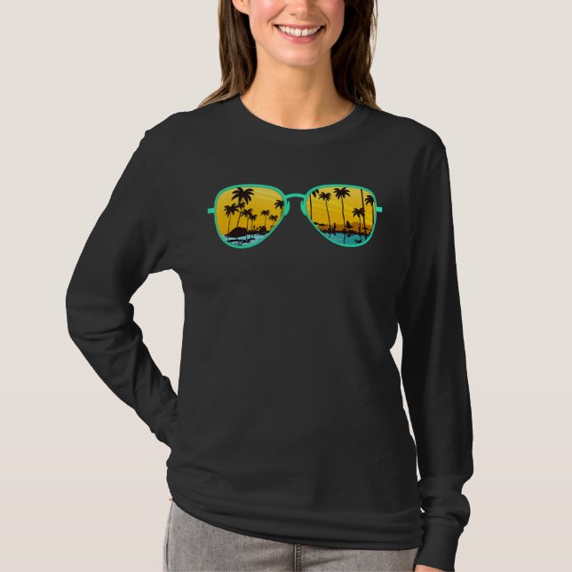 T-shirt Sunset Palm Trees Summer Vacay Beach Tropical Sung (Devant)
