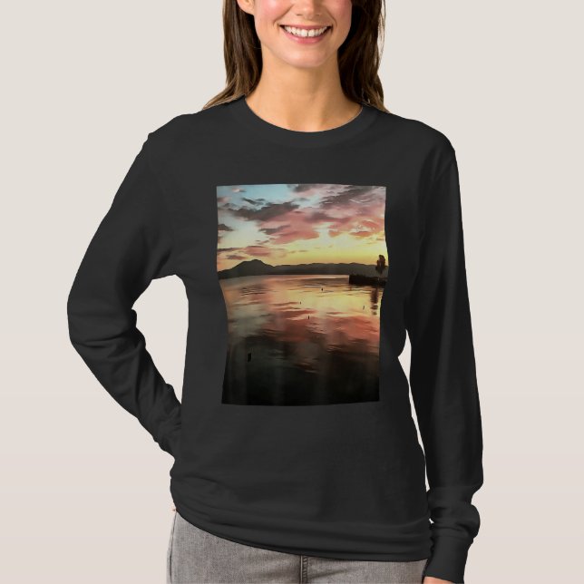 T-shirt Sunset Reflected On Water Koycegiz Lake Painting (Devant)