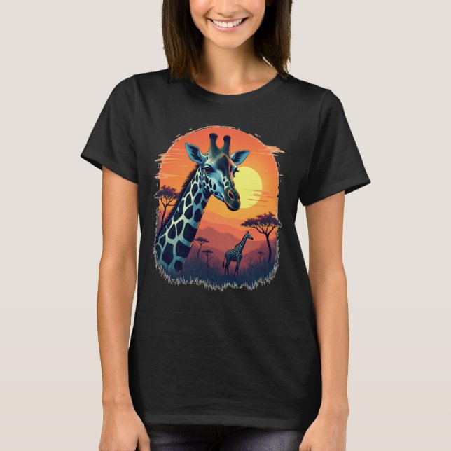 T-shirt Sunset Safari Wild African Giraffe Tee (Devant)