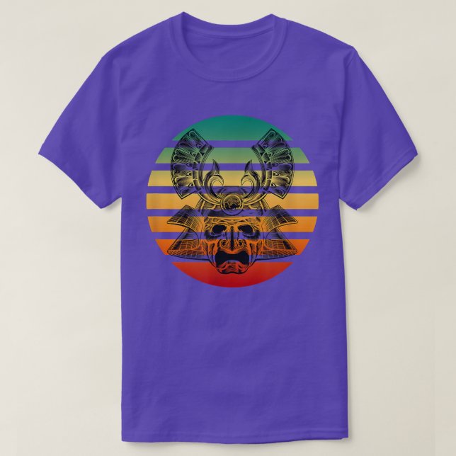 T-shirt Sunset Samurai Warrior Oni Mask Captured Within Su (Design devant)