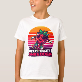 T-shirt Sunset Skateboard fraise