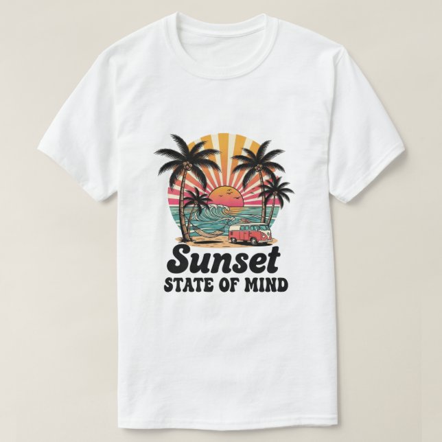 T-shirt Sunset State of Mind Retro Beach (Design devant)
