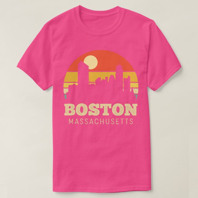 T-shirt Sunset Vintage du Massachusetts de Boston (Design devant)