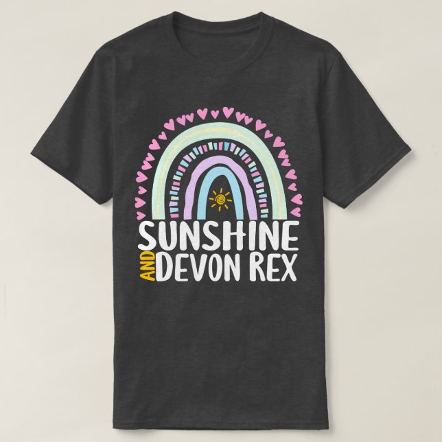 T-shirt Sunshine et Devon Rex Cute Rainbow Cadeau pour fem (Design devant)
