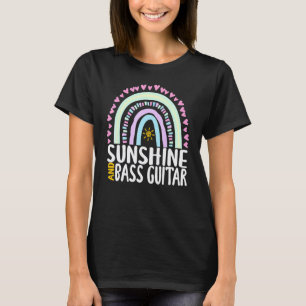 T-shirt Sunshine Et Guitare Basse Mignon Graphique Arc-En-