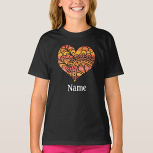 T-shirt Sunshine Jaune Orange Mandala Coeur Customisé