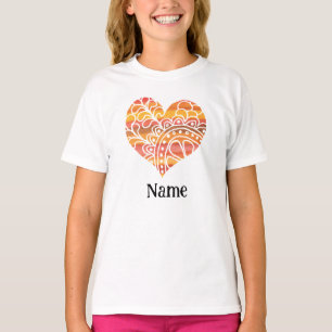 T-shirt Sunshine Jaune Orange Mandala Coeur Customisé