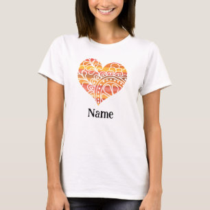 T-shirt Sunshine Jaune Orange Mandala Coeur Customisé