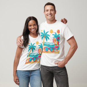 T-shirt Sunshine & Palmiers – Design Esthétique d'Été pour