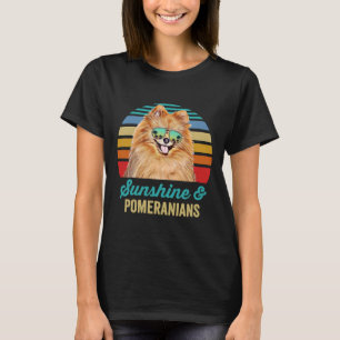 T-shirt Sunshine Poméraniens Chien Retro Sunset Beach Vibe