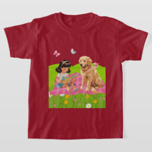 T-shirt Sunshine & Storytime – Fille et son chien
