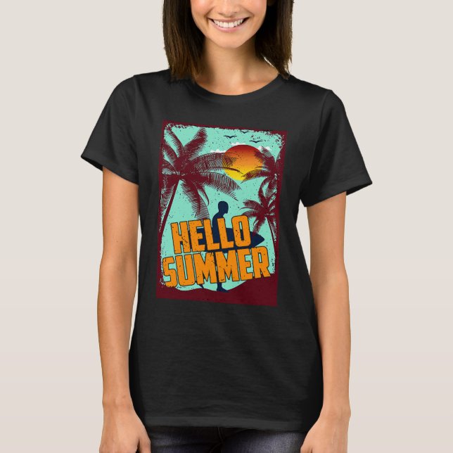T-shirt Sunshine Summer Palm Trees Beach Vibes hello Summe (Devant)