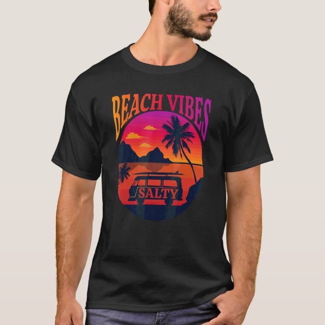 T-shirt Sunshine Summer Salty Beach Surfing Beach Vibes (Devant)