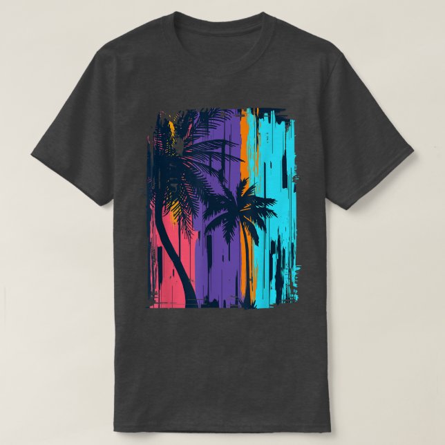 T-shirt Sunshine Summer Vibes Palm Trees Beach Retro Tropi (Design devant)
