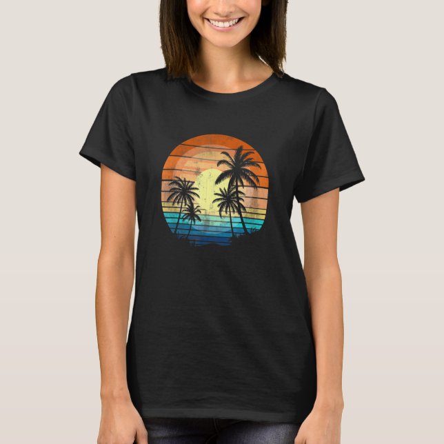 T-shirt Sunshine Summer Vibes Palm Trees Beach Retro Tropi (Devant)