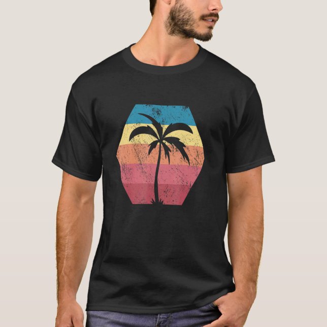 T-shirt Sunshine Summer Vibes Palm Trees Beach Retro Tropi (Devant)