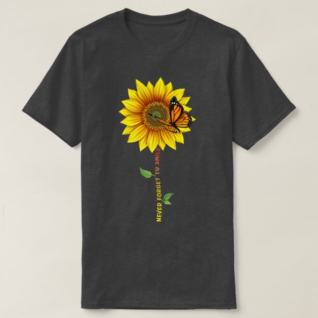 T-shirt Sunshine Tournesols Butterflons Never Forget to Sm (Design devant)