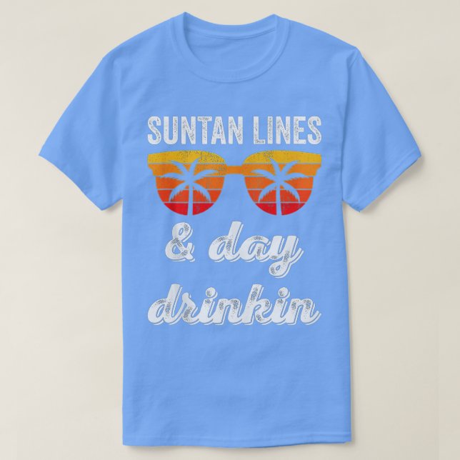 T-shirt Suntan Lines Et Jour De Boire Vacances Plage Summ (Design devant)