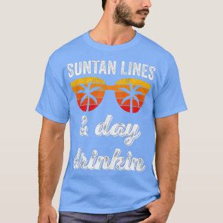 T-shirt Suntan Lines Et Jour De Boire Vacances Plage Summ