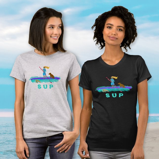 T-shirt SUP Fille et Chien Planche à Pagaie Tortue (Créateur téléchargé)