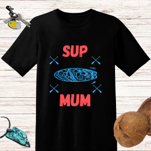 T-shirt SUP Mum - Montez la planche à pédales, bleu et ros