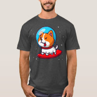 Super astronaute Dog Surfing in Space Cartoon