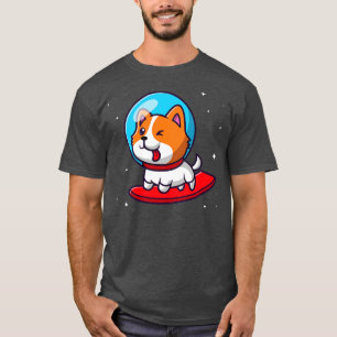 T-shirt Super astronaute Dog Surfing in Space Cartoon