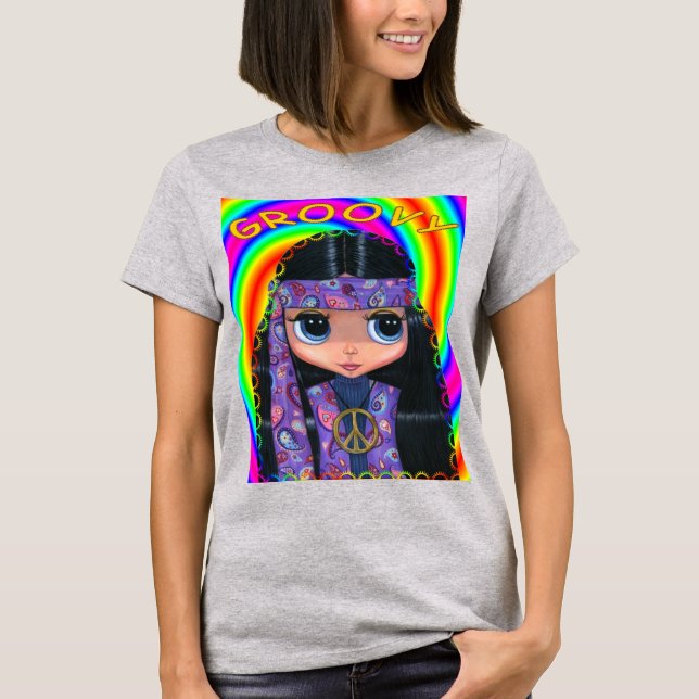 T-shirt Super Big Oeil Hippie poussette poupée mignonne (Devant)