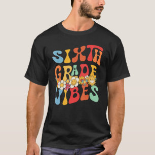 T-shirt Super Bonjour 6e année Vibes Retro Enseignant Reto