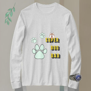 T-shirt Super chien papa drôles hommes gris clair manches 