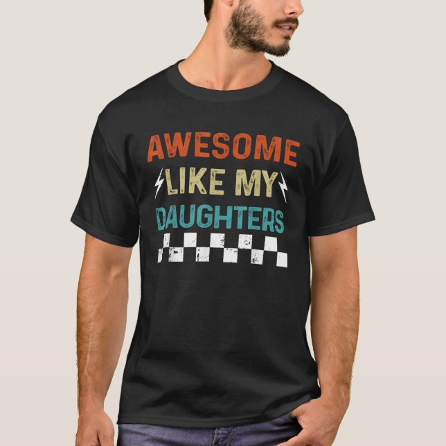 T-shirt Super Comme Ma Fille Pères Rétro Mère (Devant)
