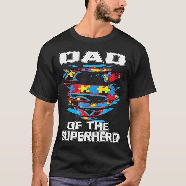 T-shirt Super Dad Autistic Awareness Gig Père Superhero (Devant)