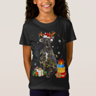 T-Shirt Super Dane Reindeer lumières de Noël Drôle Chien X