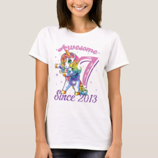 T-shirt Super depuis 2013 Flossing Unicorn 7e anniversaire