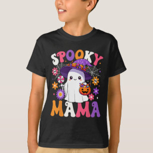T-shirt Super Éffrayant Mama Halloween Ghost Citrouille Ha