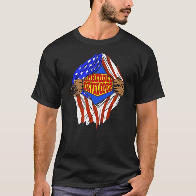 T-shirt Super Embedded Developer Hero Job (Devant)