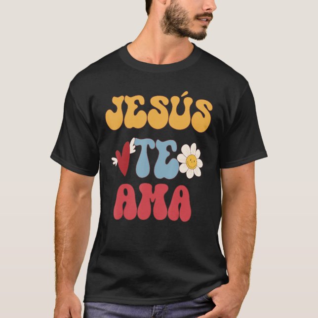 T-shirt Super Espagnol Jésus vous aime Chrétien 70 s Hipp (Devant)