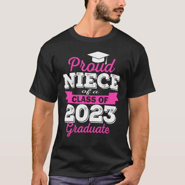 T-shirt Super Fière Nièce De 2023 Diplômé Famille Awesome (Devant)