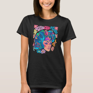 T-shirt Super Girl Retro Arc-en-ciel Butterfly Peace L